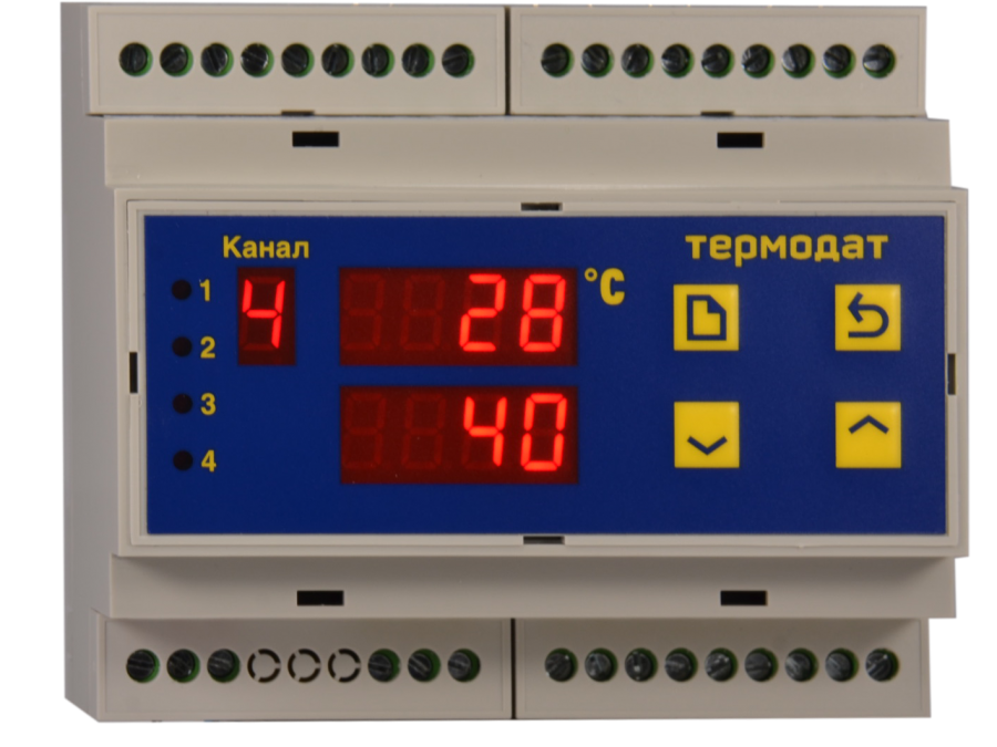 Четырехканальный ПИД регулятор температуры с креплением на DIN рейку Термодат-11М6-Р6